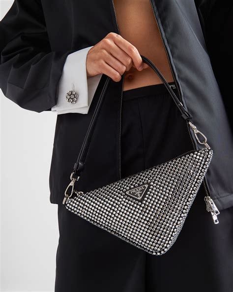 prada crystal triangle bag